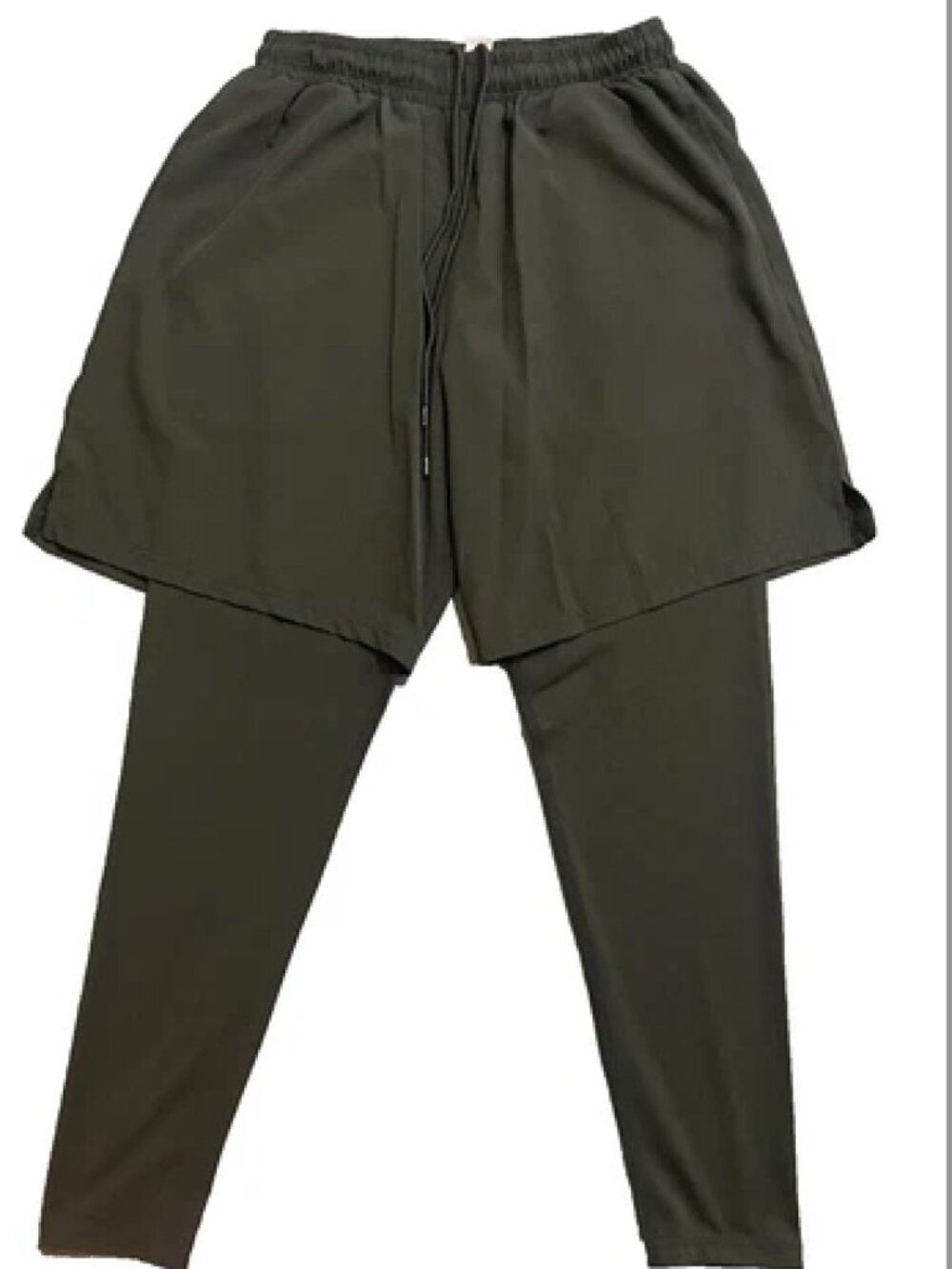 Toptie Men's 2-in-1 Performance Soccer Training Leggings & Overlay Shorts SZ S